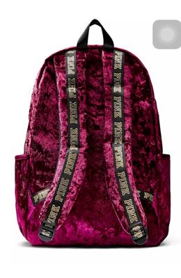 victoria secret pink velvet backpack
